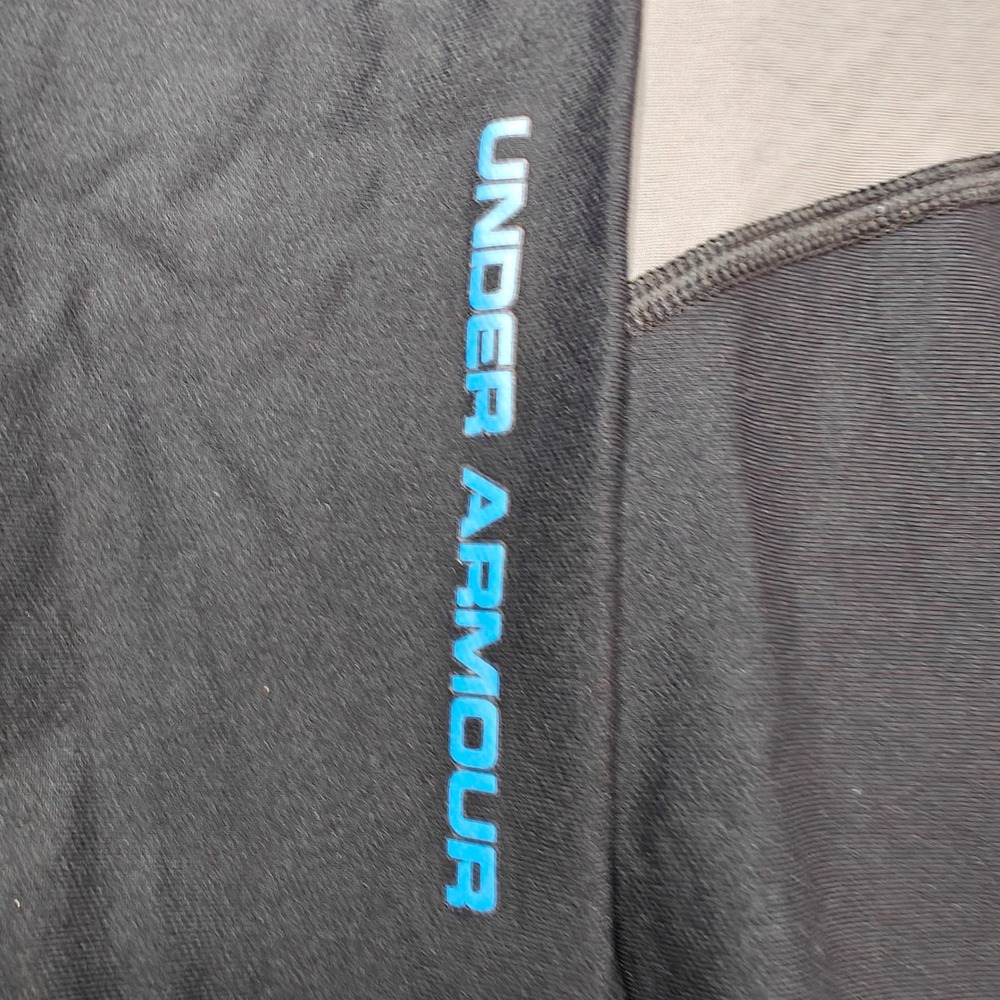 Under Armour ColdGear Compression Mock Neck Shirt Mens XL Black Grey 206289 - Picture 8 of 9